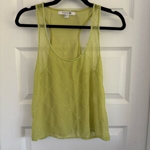 Forever 21 Neon Green Sheer Tank Top